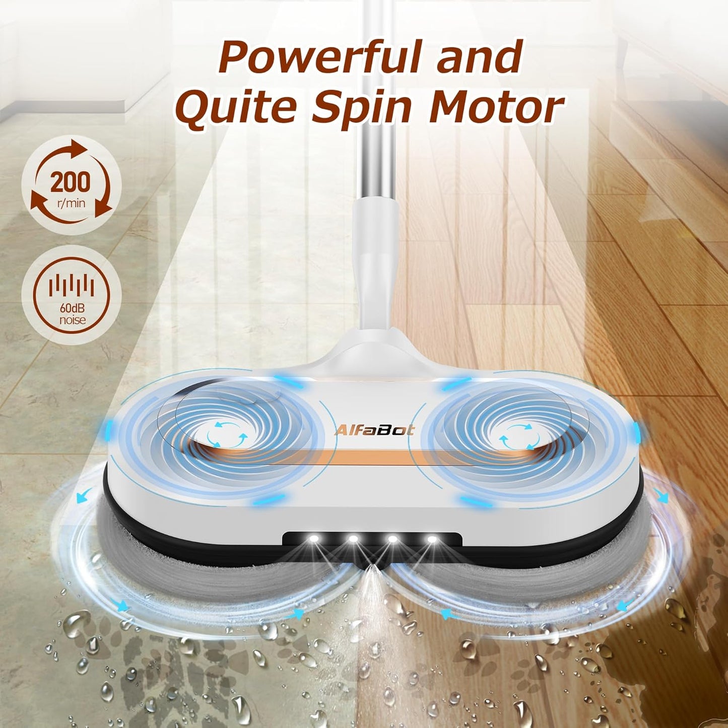 ⚡ AlfaBot S2 Electric Mop – Cordless, LED & Sprayer, 120-minute Battery Life 🧼✨