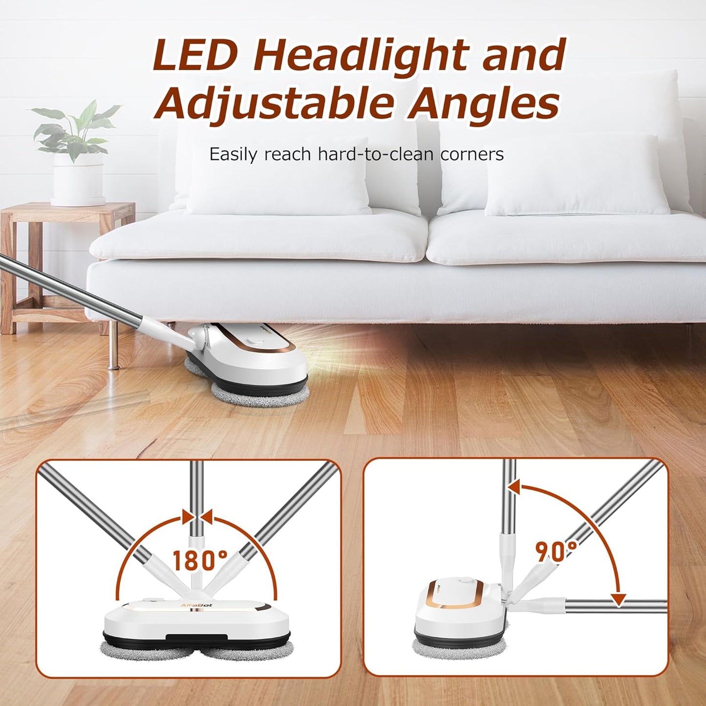 ⚡ AlfaBot S2 Electric Mop – Cordless, LED & Sprayer, 120-minute Battery Life 🧼✨