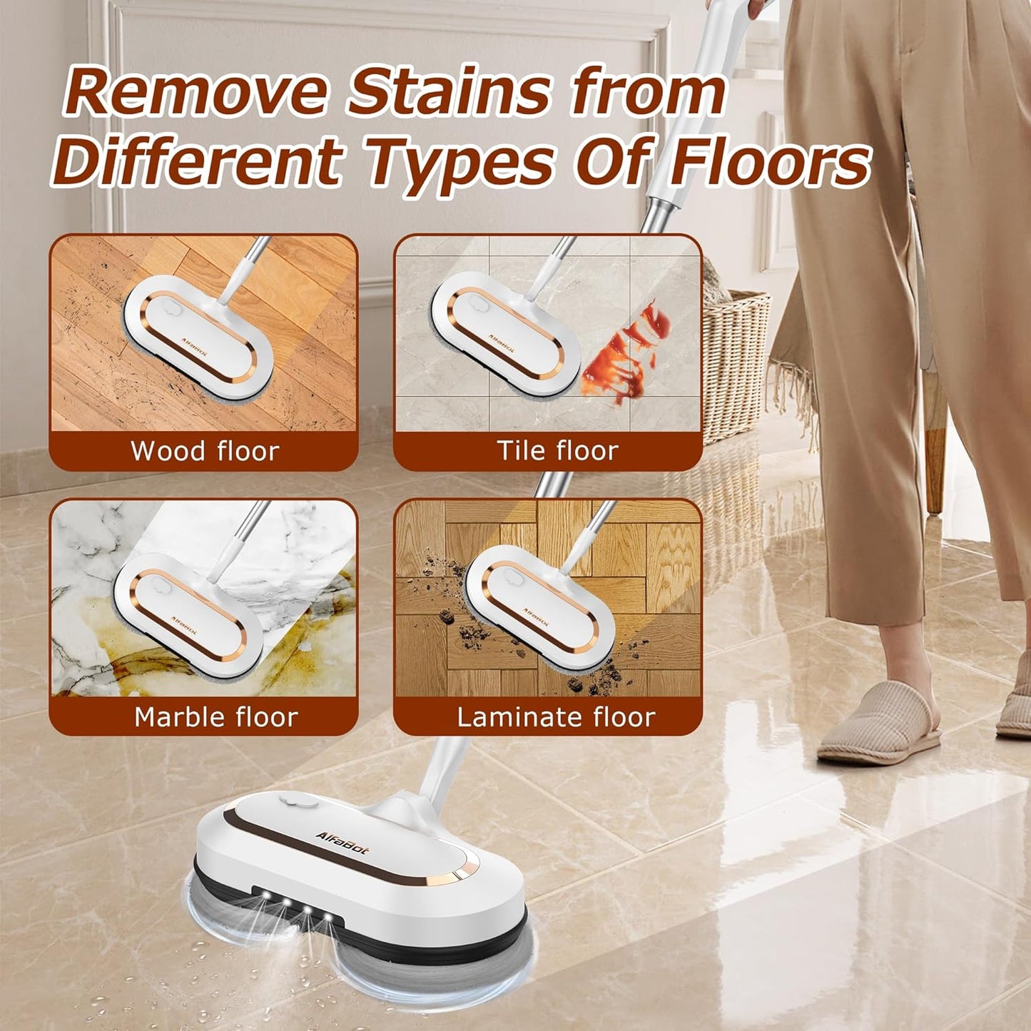 ⚡ AlfaBot S2 Electric Mop – Cordless, LED & Sprayer, 120-minute Battery Life 🧼✨