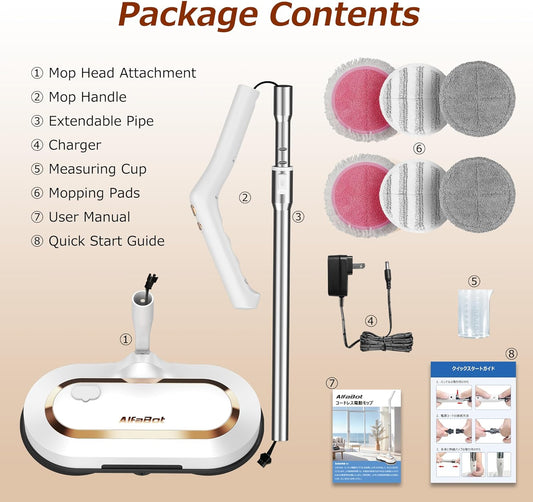 ⚡ AlfaBot S2 Electric Mop – Cordless, LED & Sprayer, 120-minute Battery Life 🧼✨