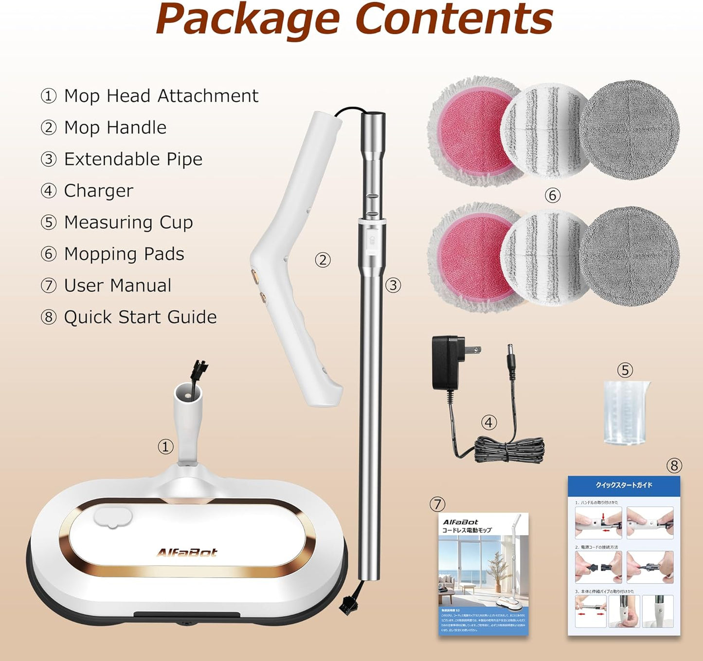 ⚡ AlfaBot S2 Electric Mop – Cordless, LED & Sprayer, 120-minute Battery Life 🧼✨