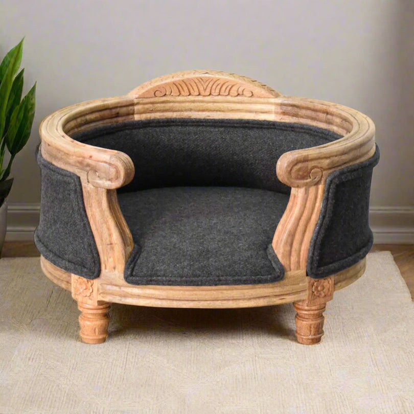 Carved Grey Pet Bed