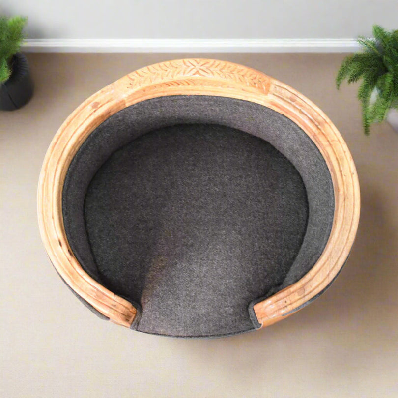 Carved Grey Pet Bed
