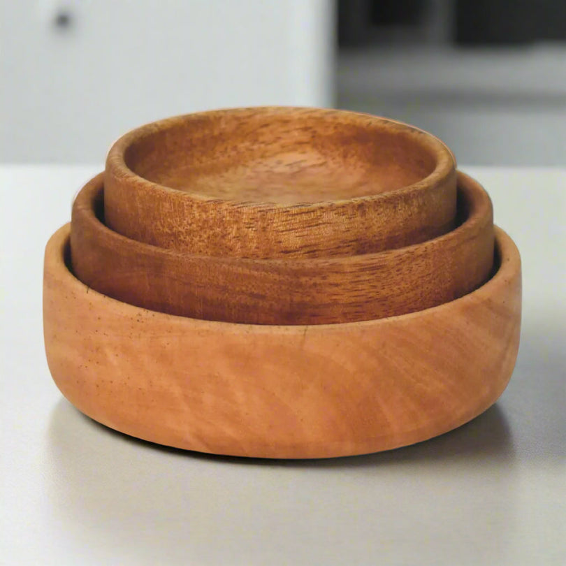 3 Solid Wood Fruit Bowls