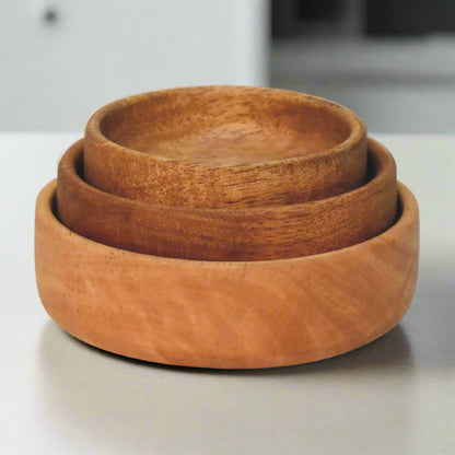 3 Solid Wood Fruit Bowls