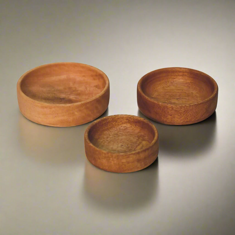 3 Solid Wood Fruit Bowls