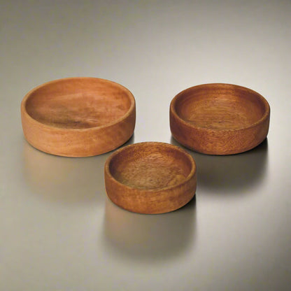 3 Solid Wood Fruit Bowls